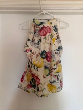 Abercrombie & Fitch Cream Floral Halter Tank with Pink, Yellow & Green Accents